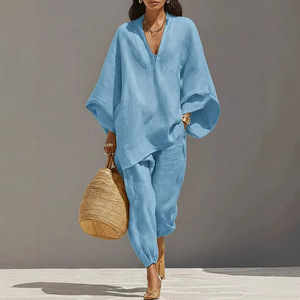 Ensemble décontracté pour femme grande taille, chemise à manches courtes et pantalon court, couleur unie, idéal pour le dropshipping Shopify - Product Image 3
