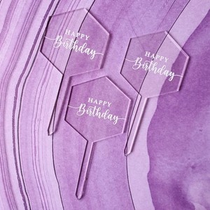 Décoration de gâteau transparente en acrylique « Honey And Sweetness », Joyeux Anniversaire, imprimée UV, fournitures pour fête d'anniversaire - Product Image 3