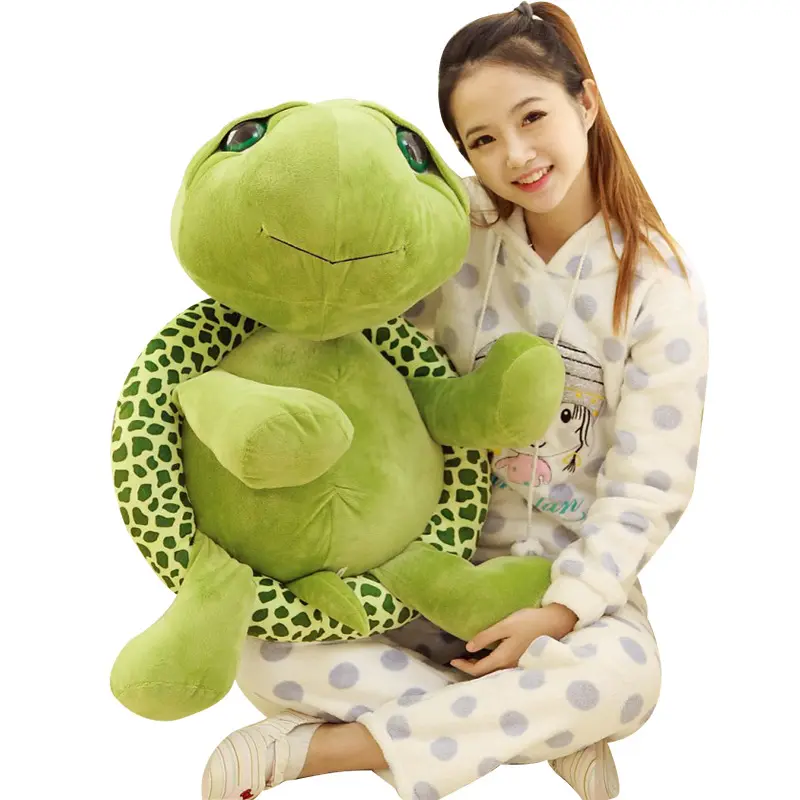 Grote Pluche Groene Schildpad Reus Grote Gevulde Zacht Pluche Speelgoed Poppen Kussen 80Cm Milieuvriendelijk Karton Aangepaste Promotie Unisex