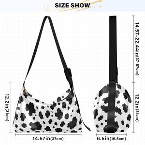 Bolso de Hombro con Estampado de Vaca para Mujer, Bolso Tipo Hobo Vintage de PU con Cierre de Cremallera, Bolso Casual para Viajes Diarios - Product Image 3