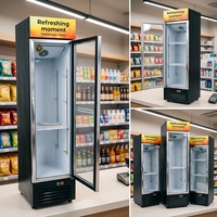 Réfrigérateur vertical à porte vitrée simple pour boissons, contrôle numérique, dégivrage automatique, acier inoxydable 304, écoénergétique, affichage numérique, vente en gros usine