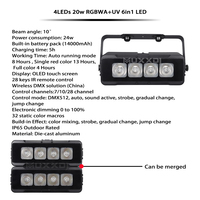 Projecteur LED Pixel sans fil DMX étanche IP, 4x20W, alimenté par batterie, avec contrôle via application Wi-Fi, pour DJ et mariages