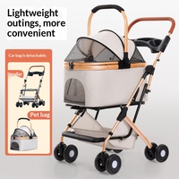 Carrito Plegable Portátil para Mascotas, con Cesta Separable, para Perros y Gatos Pequeños y Medianos, Accesorios para Paseos al Aire Libre
