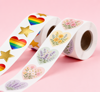 Rouleau d'étiquettes autocollantes holographiques rectangulaires imperméables en gros pour la Saint-Valentin, idéales pour sceller les bougies
