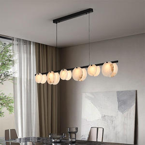Lustre rectangulaire moderne de luxe en laiton avec <span class=keywords><strong>abat</strong></span>-<span class=keywords><strong>jour</strong></span> en marbre, hauteur réglable, <span class=keywords><strong>pour</strong></span> îlot de cuisine, plafond bas, luminaire suspendu LED BGST - Product Image 1