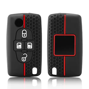 Housse de protection pour <span class=keywords><strong>clé</strong></span> à 4 boutons pour <span class=keywords><strong>Peugeot</strong></span> <span class=keywords><strong>1007</strong></span> 807 pour Citroën C8 Accessoires de protection pour <span class=keywords><strong>clé</strong></span> en silicone - Product Image 4