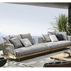 Jardín tejer cuerda profundo asientos de marco de aluminio de corte transversal sala de muebles sofá - Product Image 3