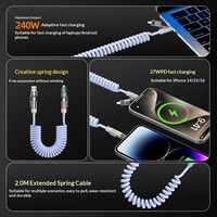 Cable de Datos para Auto 4 en 1 de 240W con Conectores USB-A/Tipo-C para Carga Ultra Rápida, Transferencia de Datos y Aromaterapia