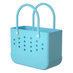 2022 Wholesale Outdoor EVA Portable Travel Beach Tote Bag Waterproof Washable Sand Proof Light Blue Rubber Beach Bag