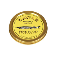 Boîte de conserve de caviar de luxe dorée 10g 30g 50g 100g 125g 250g, en fer blanc de qualité alimentaire, ronde, sous vide, pour caviar et thon