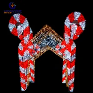 Customized Outdoor Christmas LED Sculpture 3d Candy Cane Motif Christmas Light Outdoor Waterproof LED Light