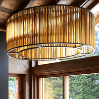 Lampe suspendue en verre au design nordique américain personnalisé, luminaires suspendus LED circulaires pour salon, villa haut de gamme, éclairage décoratif