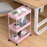 Chariot de rangement multifonctionnel robuste à 3 niveaux en plastique, mobile, pour espaces étroits, avec roues