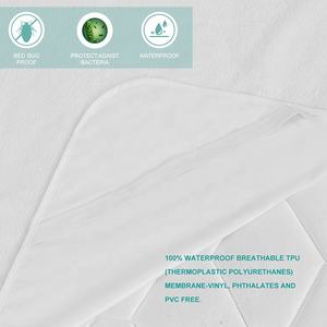 सादे वाटरप्रूफ बेड शीट सेट, होम होटल के लिए बिना किसी क्रेन के कपास टेरी कपड़े बिस्तर बग प्रूफ गद्दे कवर - Product Image 2