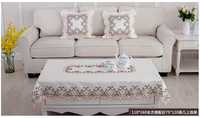 Chemins de table ronds carrés en mélange de lin brodé de style européen Nappe de table