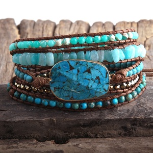 Braccialetti Boho da Donna con Design Personalizzato, Fatti a Mano con Diaspro Imperiale e <span class=keywords><strong>Turchese</strong></span>, Bracciali a 5 Fili con Gemme Naturali - Product Image 4