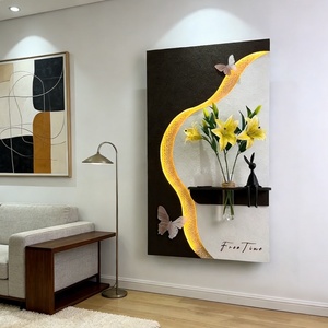 Pintura en relieve 3D musulmana con textura geométrica, escultura hecha a mano, impresión minimalista en piedra arenisca, arte de pared LED, decoración del hogar - Product Image 2