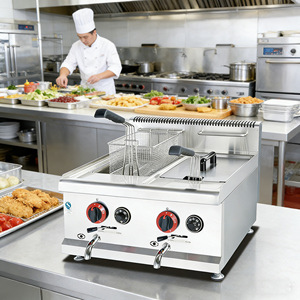 신제품 스테인리스 스틸 상업용 대용량 더블탱크 가스 딥 오일 프라이어 (수개월 보증) - Product Image 6