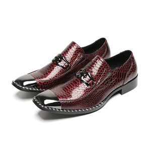 Britannique métal bout carré hommes en cuir véritable mocassins grande taille chaussures mâle sans lacet richelieu chaussures fête d'affaires chaussures formelles - Product Image 1