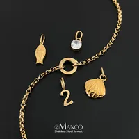 Collier en Chaîne de Corde en Acier Inoxydable eManco, Style Ludique Naturel avec Pendentif Numérique Coquillage, Bijoux DIY, Expédition en 48 Heures