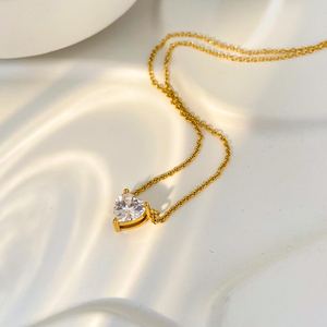 18K mạ vàng thép không gỉ Vòng cổ joyas de acero inoxidable <span class=keywords><strong>AL</strong></span> por thị trưởng hình trái tim Zircon Mặt dây chuyền vòng cổ - Product Image 1