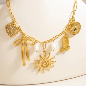 Collar de cadena de lujo de alta gama chapado en oro de 18 quilates de acero inoxidable con colgante de moda y joyería estilo Ins - Product Image 2