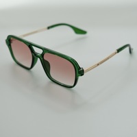 Lunettes de soleil tendance pour hommes et femmes, monture métallique double pont, verres dégradés roses, motif léopard bleu ajouré