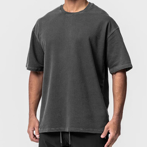 T-shirt blanc baggy à col rond personnalisé pour hommes T-shirts surdimensionnés à épaules tombantes 100% coton T-shirt de sport lourd de haute qualité - Product Image 4