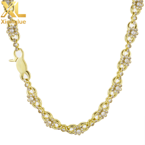 Collar de Cadena Cubana de Lujo con 8 Flores, Chapado en Plata, Joyería de Moda, Regalo para Mujer - Product Image 2