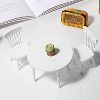 1:12 meubles de maison de poupées miniatures 3 pièces accessoires de maison de poupée Table à manger et chaise ensemble de meubles maison de poupée en bois