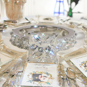 Luxury Vintage 925 <b>Sterling</b> <b>Silver</b> Moissanite Wedding <b>Ring</b> <b>Set</b> 18K Gold Plated Diamond Accented - Product Image 4