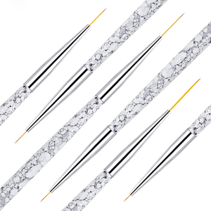 Kit de 3 pinceaux liner pour gel à ongles, design marbre, avec pinceau ombré en poils de zibeline et pinceau en nylon, outil de manucure pour salon, sac PVC, 21g - Product Image 4