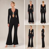Nouvelle Robe de Soirée Longue Extensible à Col Halter et Dos Nu, Motif Floral Argenté, Idéale pour Défilé, Collection Été 2026