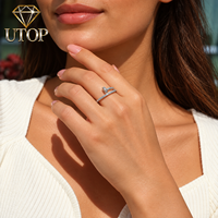 Bague personnalisable en argent sterling S925 plaqué or, design clou, entièrement pavée de moissanite taille ronde 0,5 CTW, sertie à griffes, pour femme