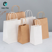 Sacs en papier kraft blanc et brun écologiques et recyclables avec poignées, personnalisables avec votre logo, impression numérique/flexo pour bougies