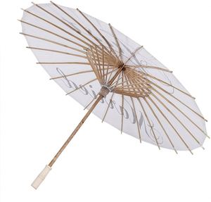 Parasol manuel de luxe blanc au design japonais contemporain, 24 baleines, diamètre ouvert, en polyester, cadeau de mariage - Product Image 4