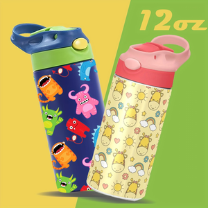 Gobelet en acier inoxydable isolé de dessin animé mignon de 12oz pour enfants sans BPA pour bouteille d'eau étanche pour l'école - Product Image 6
