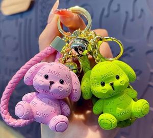 Cartoon Resin Sitting Dog Keychain LOVE Cute and Exquisite Figurine <b>Key</b> <b>Chain</b> Schoolbag Pendant - Product Image 2