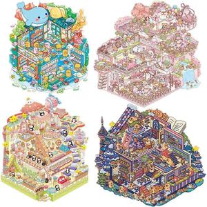 Dessin animé coréen 3D cabane tridimensionnelle petit livre rouge <span class=keywords><strong>compte</strong></span> à main créatif autocollants d'aménagement paysager décoratifs pour la décompression - Product Image 5