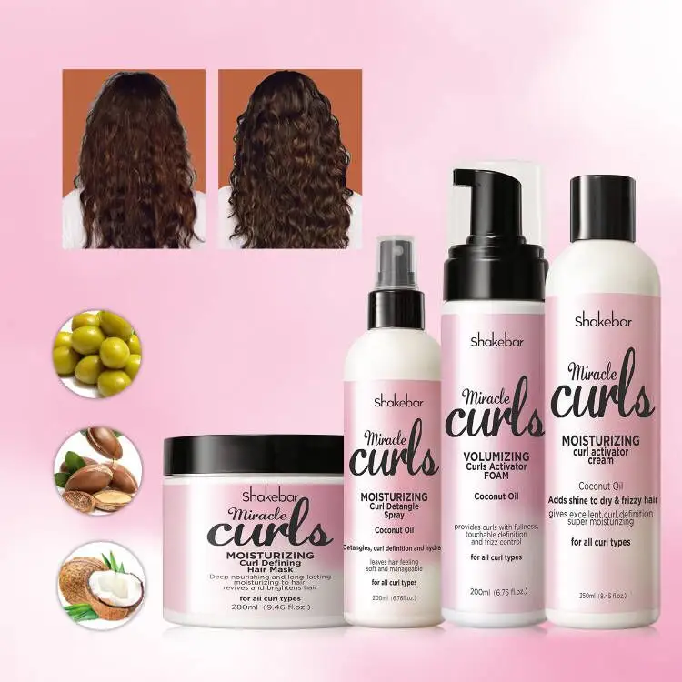 Private Label Curl Activator Peningkat Krim Pengeriting Rambut, Krim Pengeriting Rambut Minyak Kelapa untuk Rambut Keriting Keriting