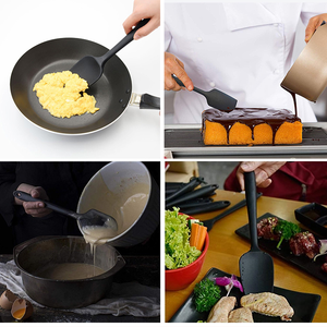 Lot de 3 spatules en silicone noir et <span class=keywords><strong>rouge</strong></span> avec poignée en nylon, spatules de cuisine intégrées de qualité alimentaire pour gâteaux - Product Image 4