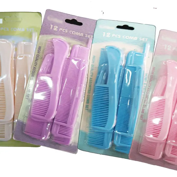 Cheap plastic comb 12 pcs in one set with card