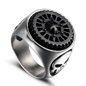 Wholesale High Quality Rotating Gear Ring 316 Stainless Steel Rings Vintage Thumb Skull Ring