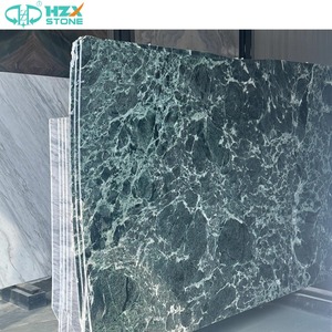 Azulejos de losas de mármol verde Alpes naturales HZX Piedra veteada blanca verde italiana Premium para encimeras Revestimiento de paredes de pisos - Product Image 2