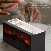 Humidificateur Créatif à Simulation de Cheminée, Diffuseur d'Arômes, Humidificateur Ultrasonique Effet Flamme avec Télécommande