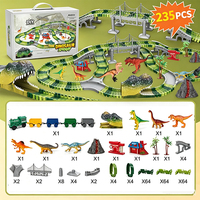 Set de Pista de Carreras de Dinosaurios de 235 Piezas, Juego de Construcción Flexible para Niños, Ensamblaje DIY