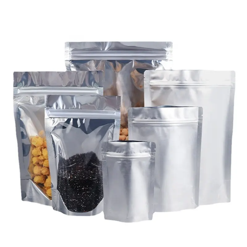 Вертикальные пакеты из майлара, прозрачный Пластиковый оконный пакет для хранения пищевых продуктов, пакет из алюминиевой фольги с застежкой-молнией