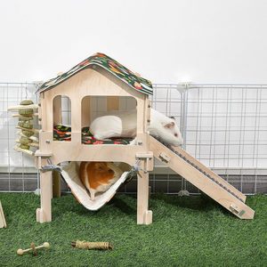 Gabbia per Piccoli Animali con Telaio in Legno e Coperchio Rimovibile Trasparente - Facile da Pulire per Criceti e Porcellini d'India - Product Image 5