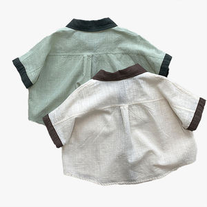 Camiseta de Manga Corta con Bloques de Color para Niños 2026, Estilo Coreano, Holgada, para Niños y Niñas, Ropa de Moda Infantil - Product Image 1