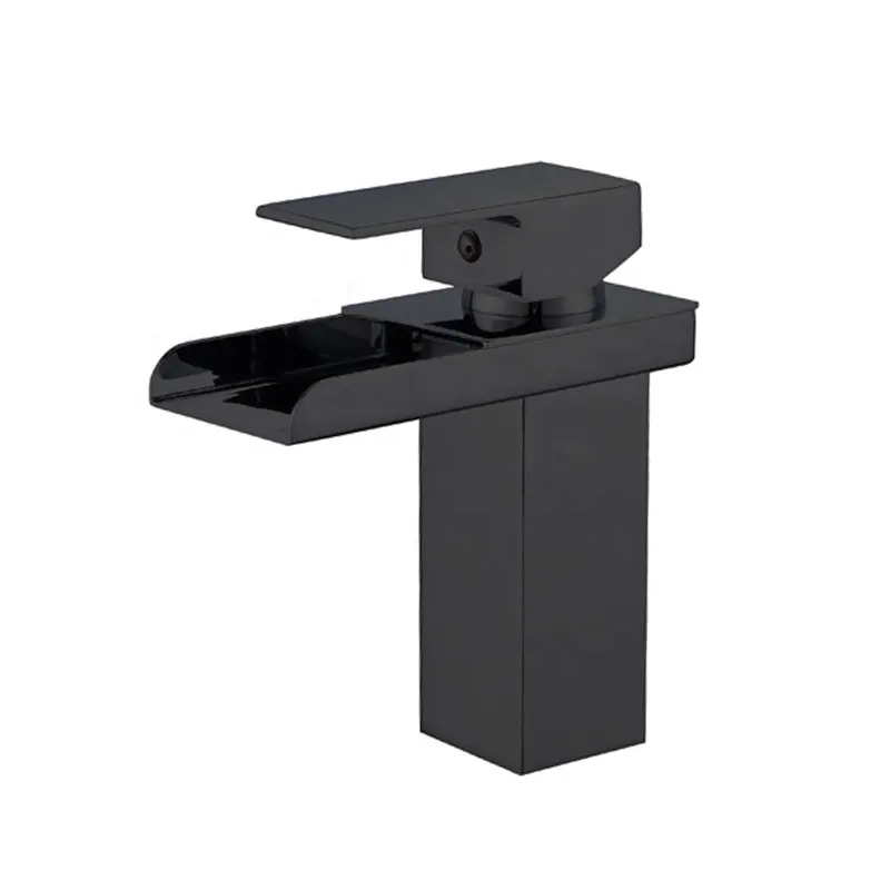 Vanity Sink Faucet Matte Black Bathroom Faucet Single Hole Waterfall With Supply Line Parts Vanity Sink Single Handle Basin Centerset Mixer Tap